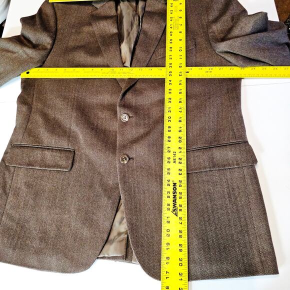 Chaps Ralph Lauren Wool Sports Coat Blazer Jacket Brown herringbone 44R 3714 - Picture 6 of 9